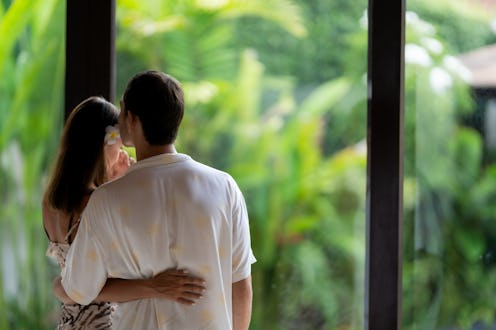 Honeymoon couple spending time with each other in a luxury villa