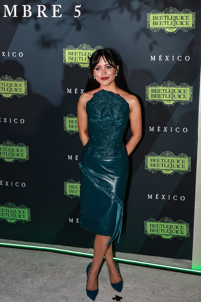 NAUCALPAN DE JUAREZ, MEXICO - AUGUST 14: Jenna Ortega poses during the 'Beetlejuice Beetlejuice' fan...