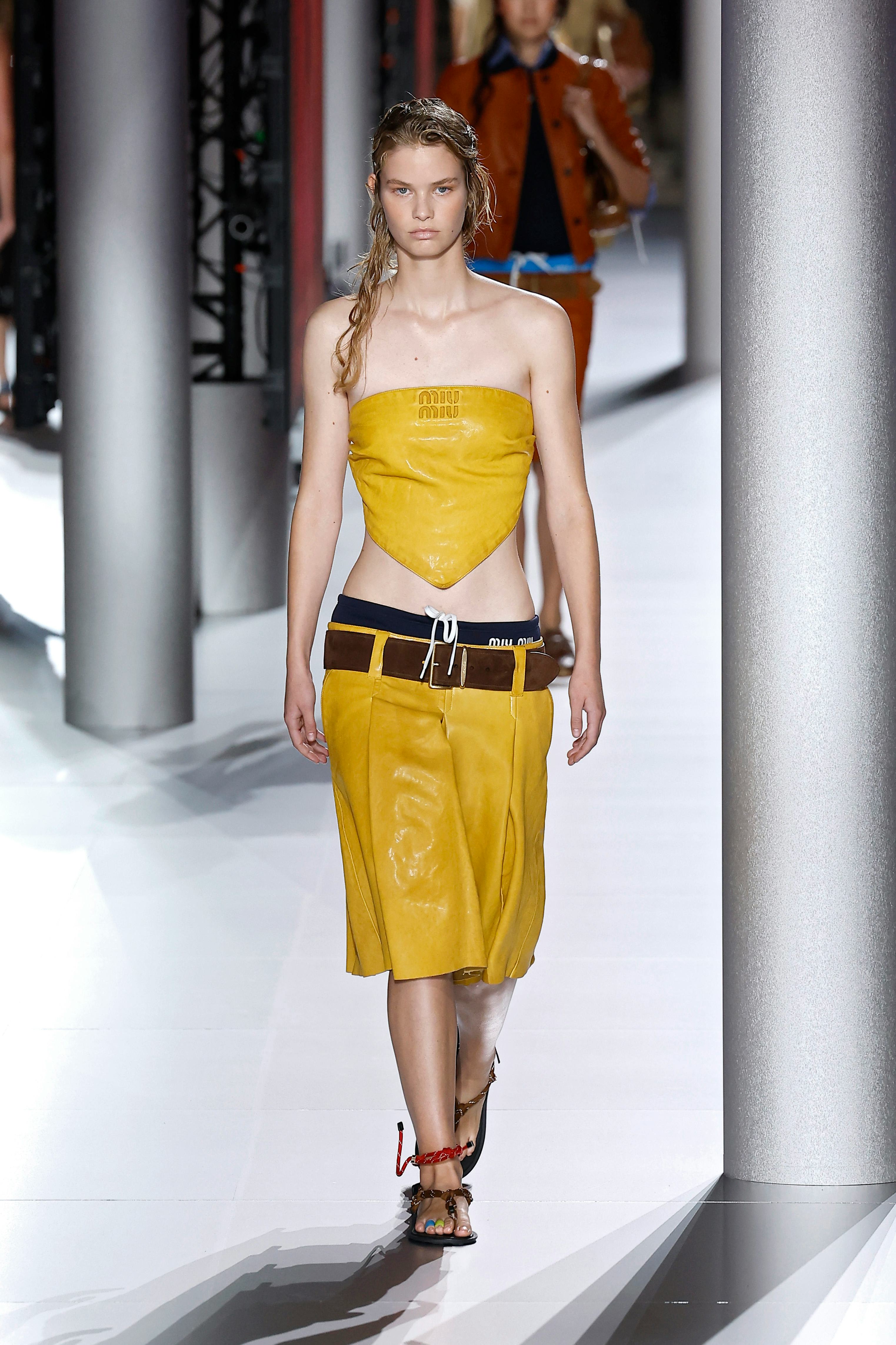 A model walks the runway during the Miu Miu Womenswear Spring/Summer 2024 show as part of Paris Fash&hellip;