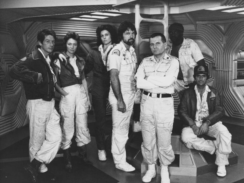 The crew of the Nostromo; actors John Hurt, Veronica Cartwright, Sigourney Weaver, Tom Skerritt, Ian...