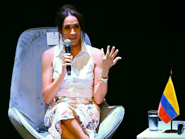 US actress Meghan Markle addresses the audience during the "Afro women and power" forum, at the Muni...