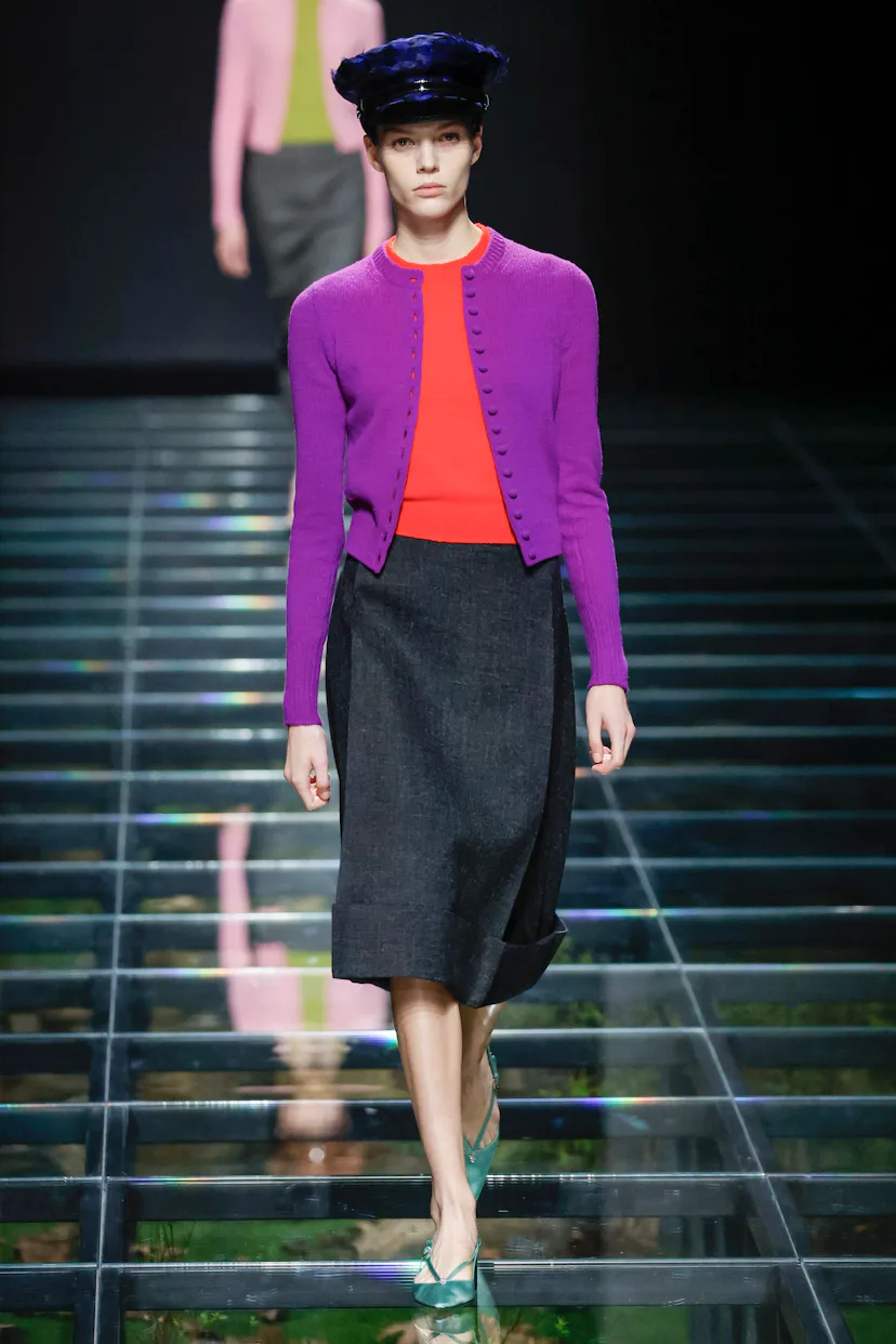 MILAN, ITALY - FEBRUARY 22: A model walks the runway during the Prada Ready to Wear Fall/Winter 2024...