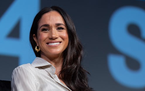 Britain's Meghan, Duchess of Sussex, attends the "Keynote: Breaking Barriers, Shaping Narratives: Ho...