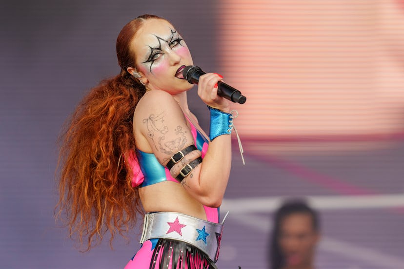 CHICAGO, ILLINOIS - AUGUST 01: Chappell Roan performs during Lollapalooza at Grant Park on August 01...