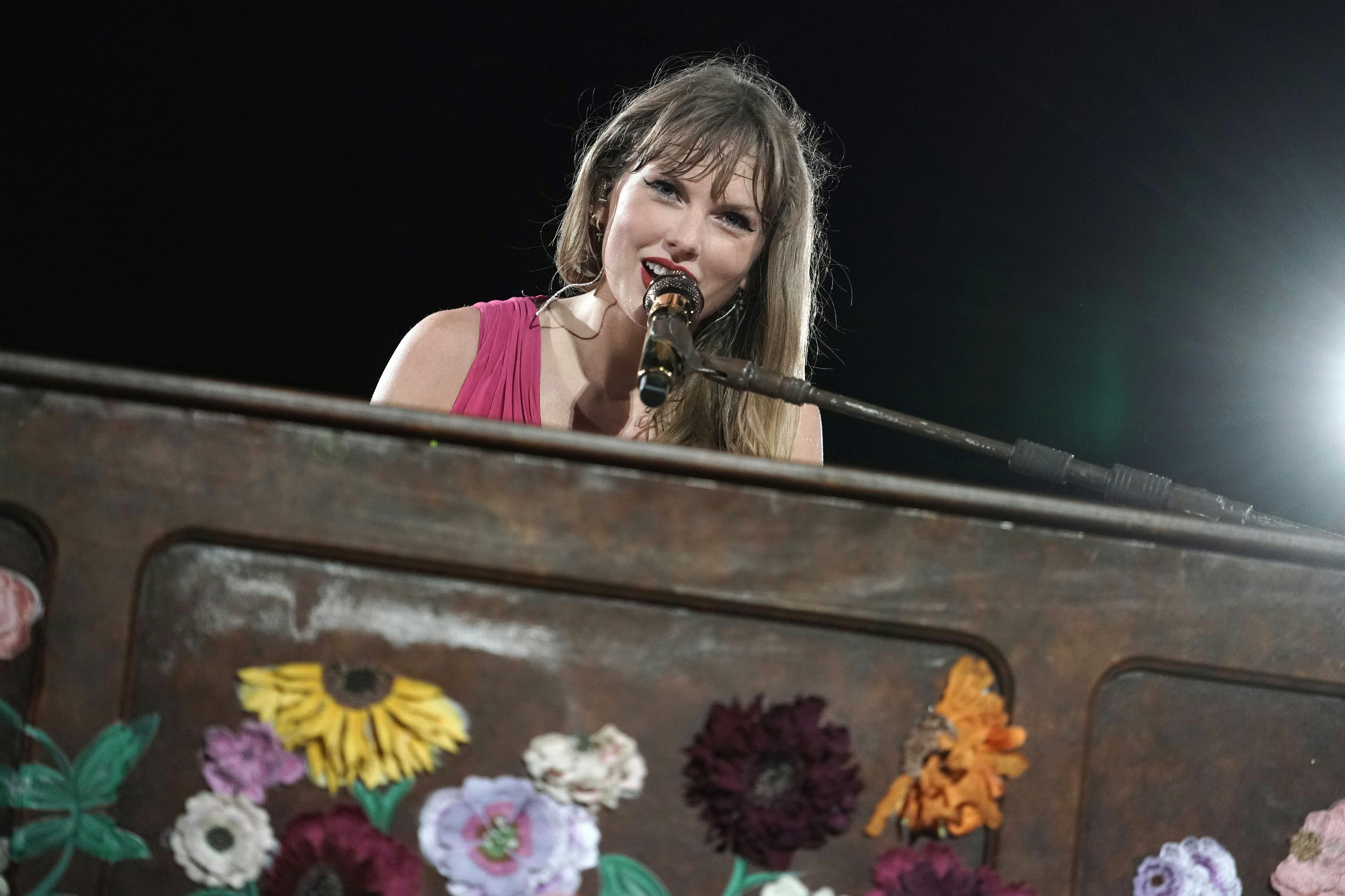Taylor Swift performs onstage during The Eras Tour