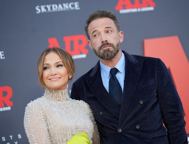 LOS ANGELES, CALIFORNIA - MARCH 27: Jennifer Lopez and Ben Affleck attends Amazon Studios' World Pre...