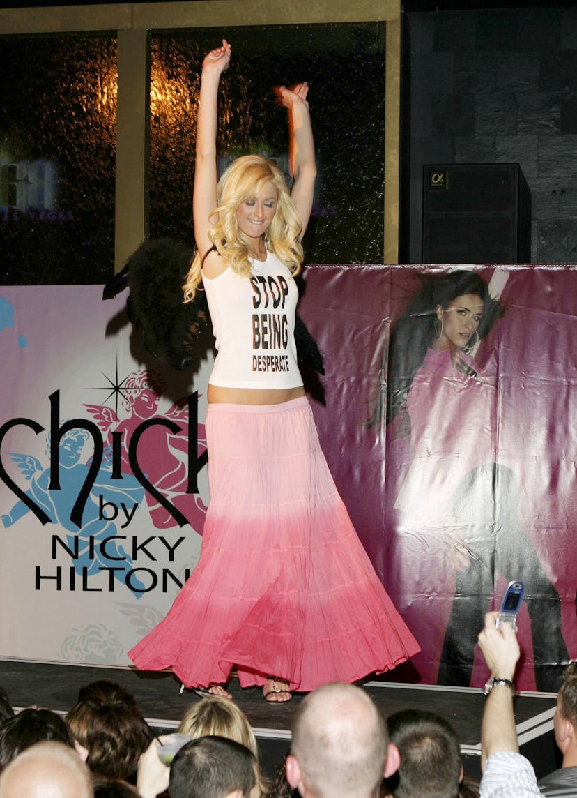 Paris Hilton wearing Chick by Nicky Hilton at the launch party for Nicky's clothing line in Las Vega...