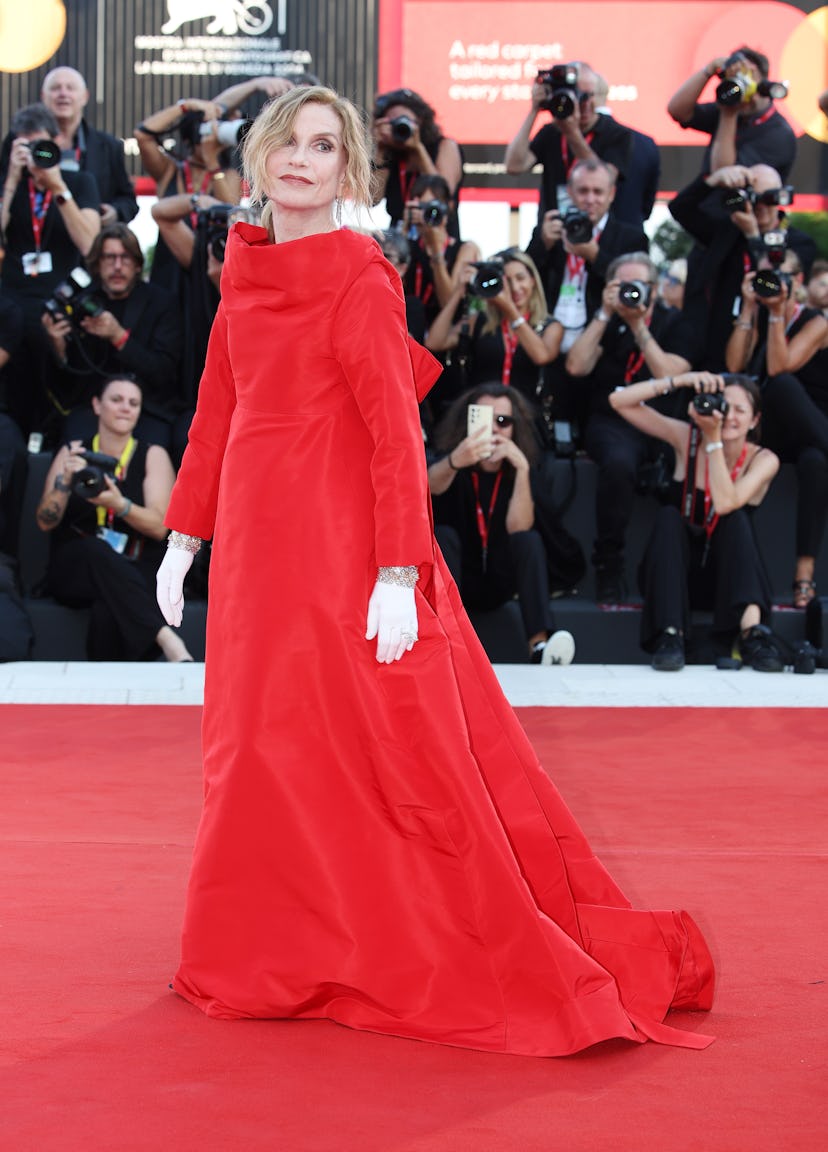 VENICE, ITALY - AUGUST 28: Jury President Isabelle Huppert attends a red carpet for the movie "Beetl...