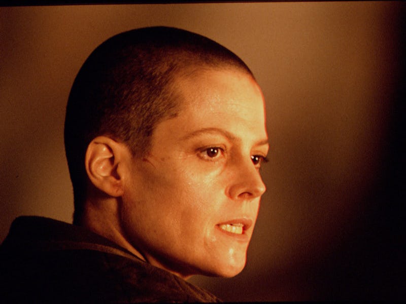 American actress Sigourney Weaver on the set of Alien 3, directed by David Fincher. (Photo by Rolf K...