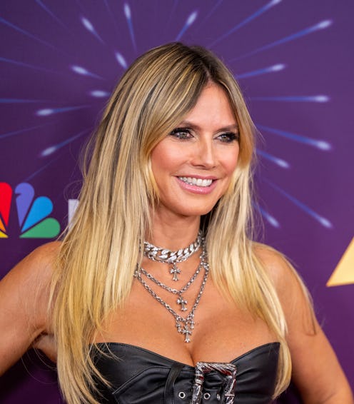 Heidi Klum's strapless bustier was basically 3 belts stitched together.