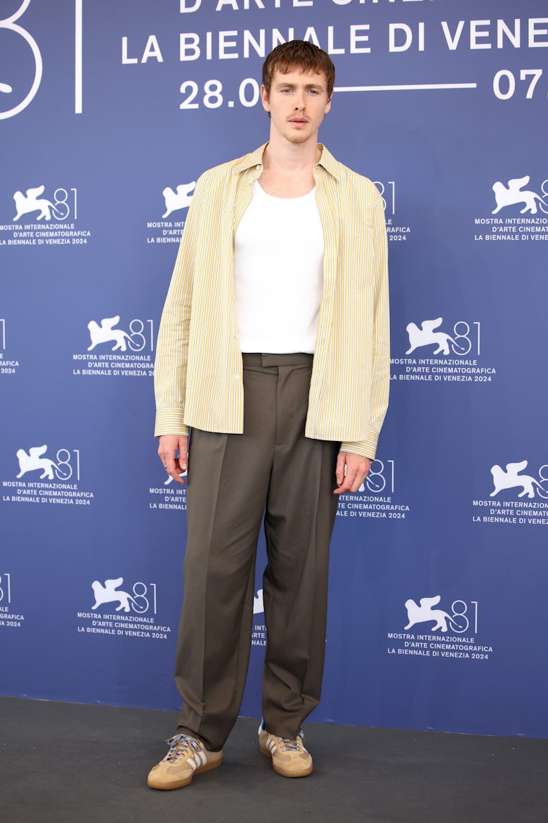 Harris Dickinson attends a photocall for "Babygirl" during the 81st Venice International Film Festiv...