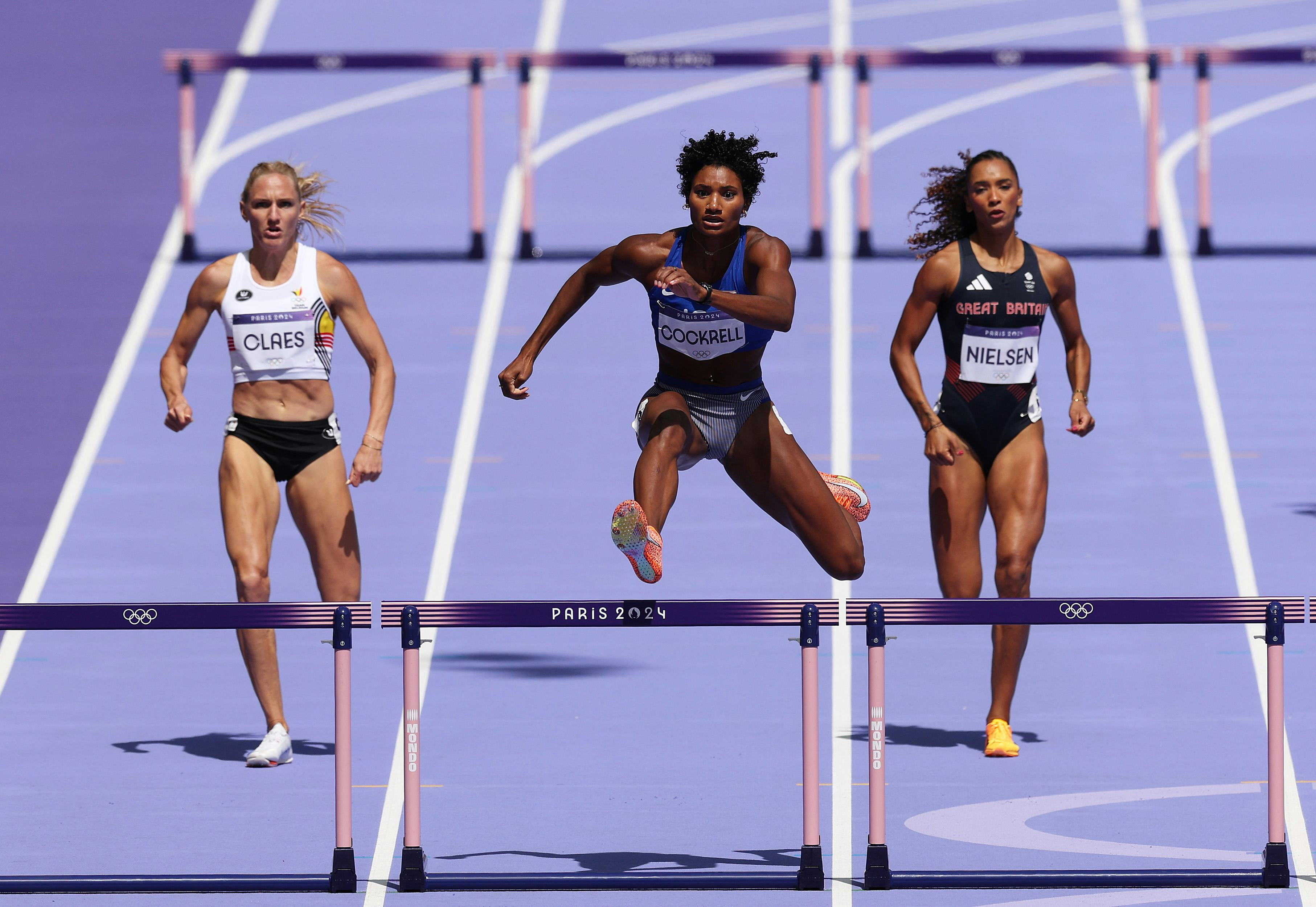 Anna Cockrell of Team United States competes during the Women&rsquo;s 400m Hurdles Round 1 on day nine of &hellip;