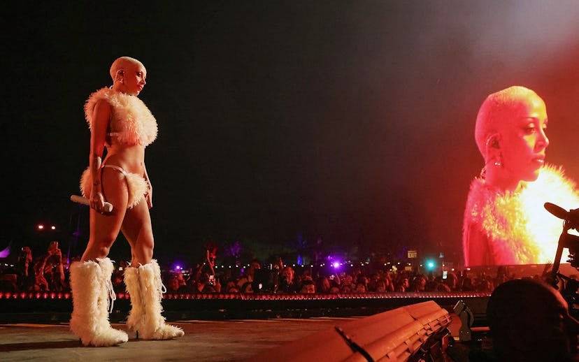 INDIO, CALIFORNIA - APRIL 14: (FOR EDITORIAL USE ONLY) Doja Cat performs at the Coachella Stage duri...
