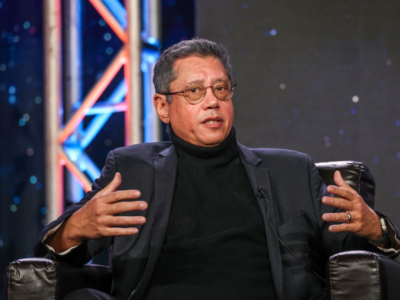 Dean Devlin speaks onstage during "The Ark" panel at the NBCUniversal presentations at the TCA Winte...