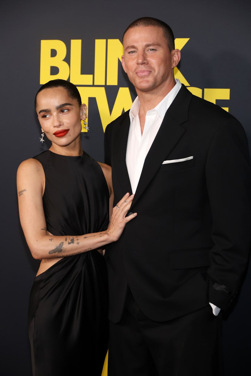 Zoë Kravitz and Channing Tatum attends the Los Angeles premiere of Amazon MGM Studios' "Blink Twice"...