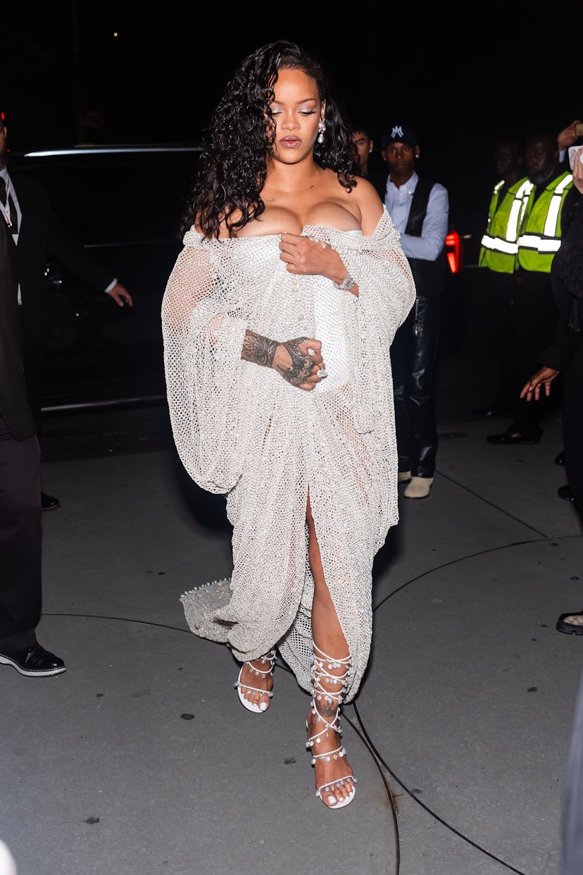 Rihanna attends the Alaia fashion show during New York Fashion Week: The Shows at the Solomon R. Gug…