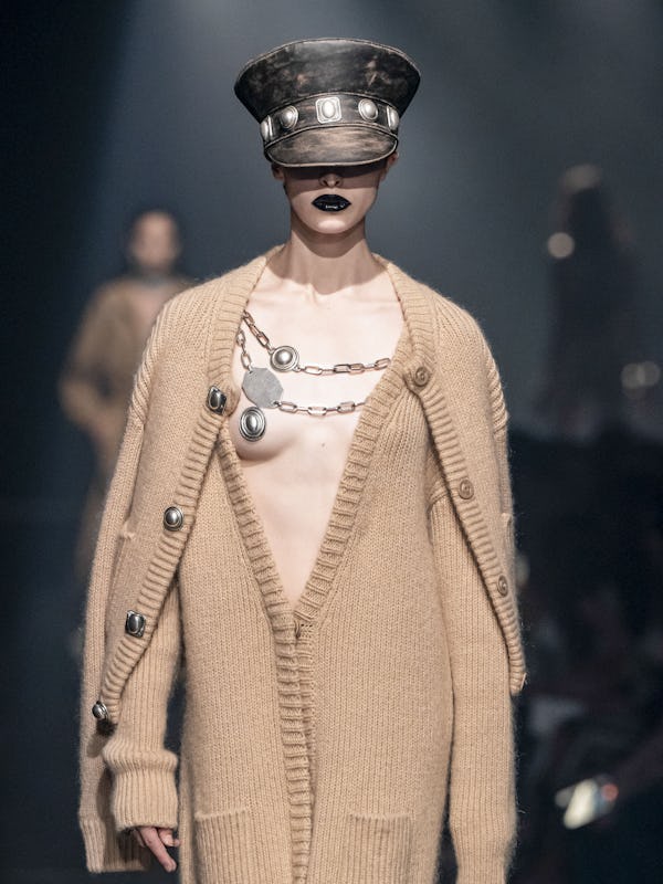 A model walks the runway during the Area Ready to Wear Spring/Summer 2025 fashion show as part of th…