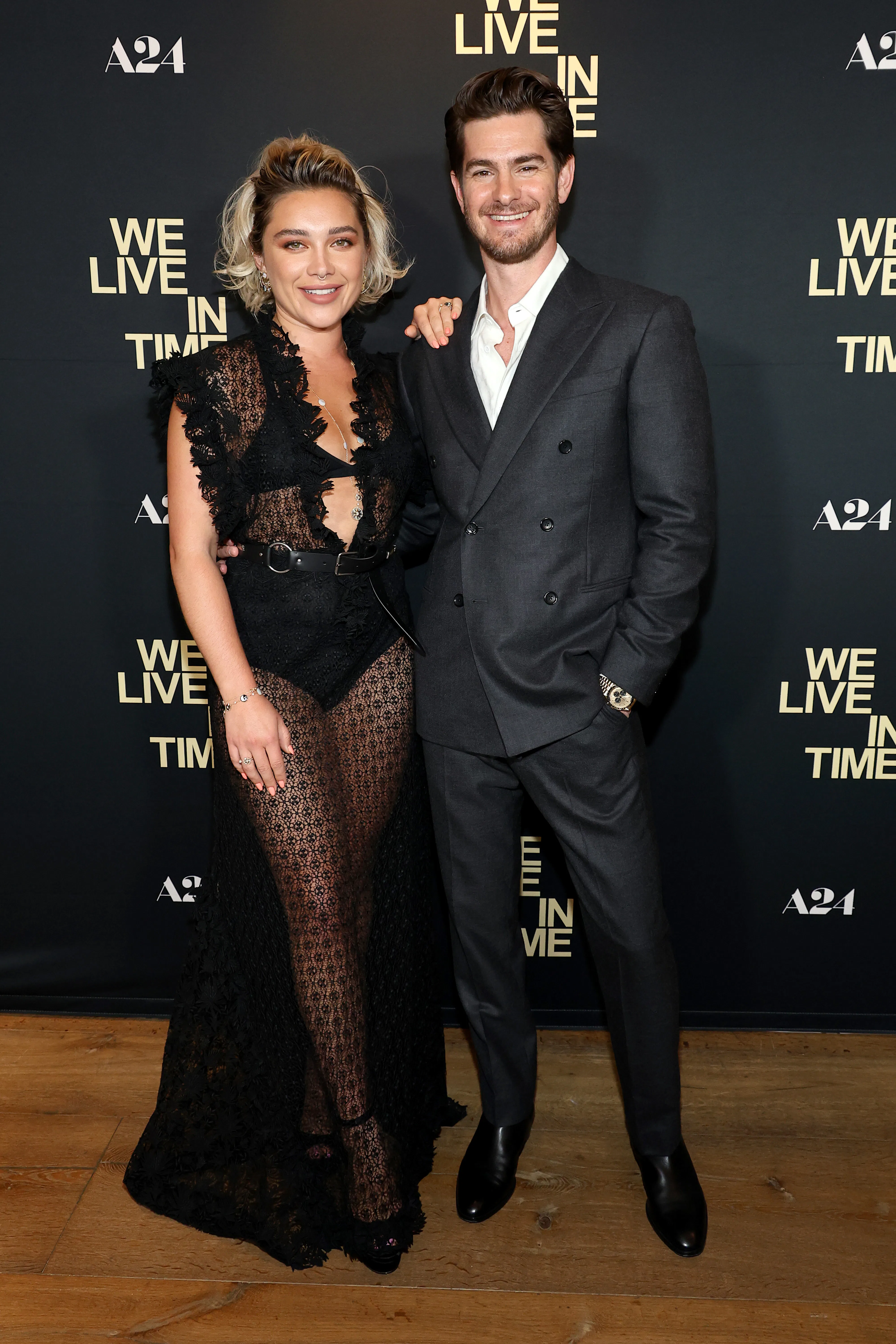 Florence Pugh Flashes Her Thong From Under a Lace Black Dress