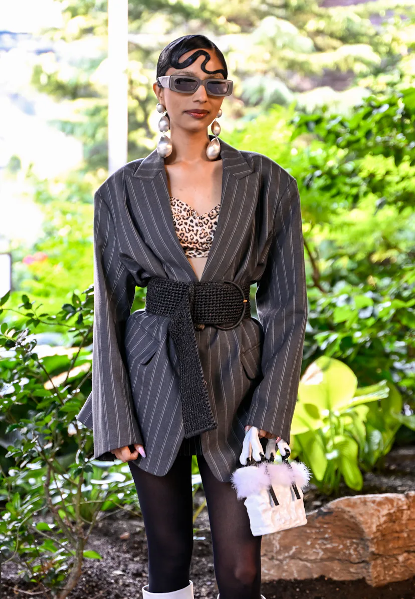 Malvika Sheth wet look hair at NYFW spring/summer 2025