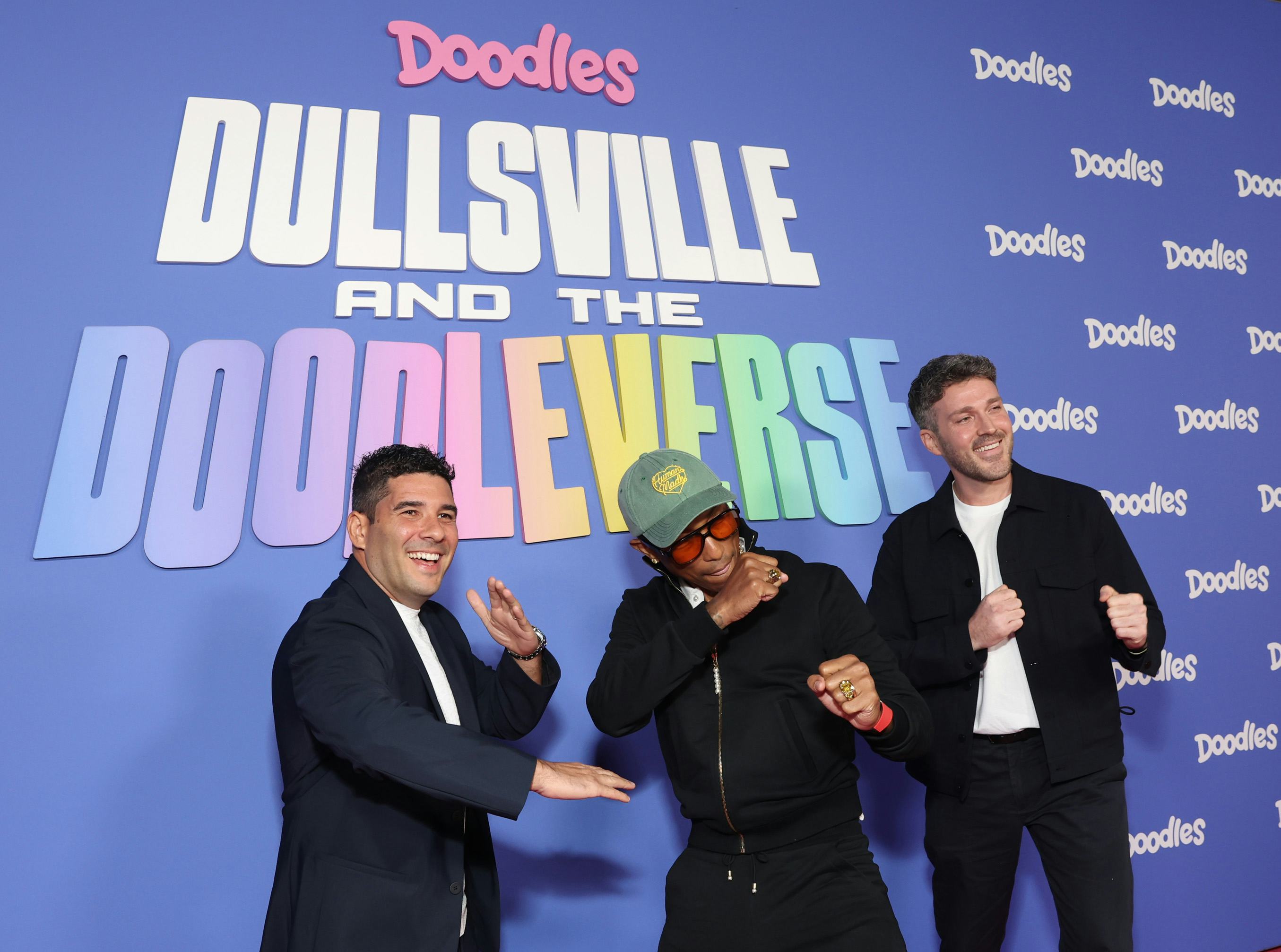 TORONTO, ONTARIO - SEPTEMBER 07: (L-R) Julian Holguin, Pharrell Williams and Scott Martin attend Doo&hellip;