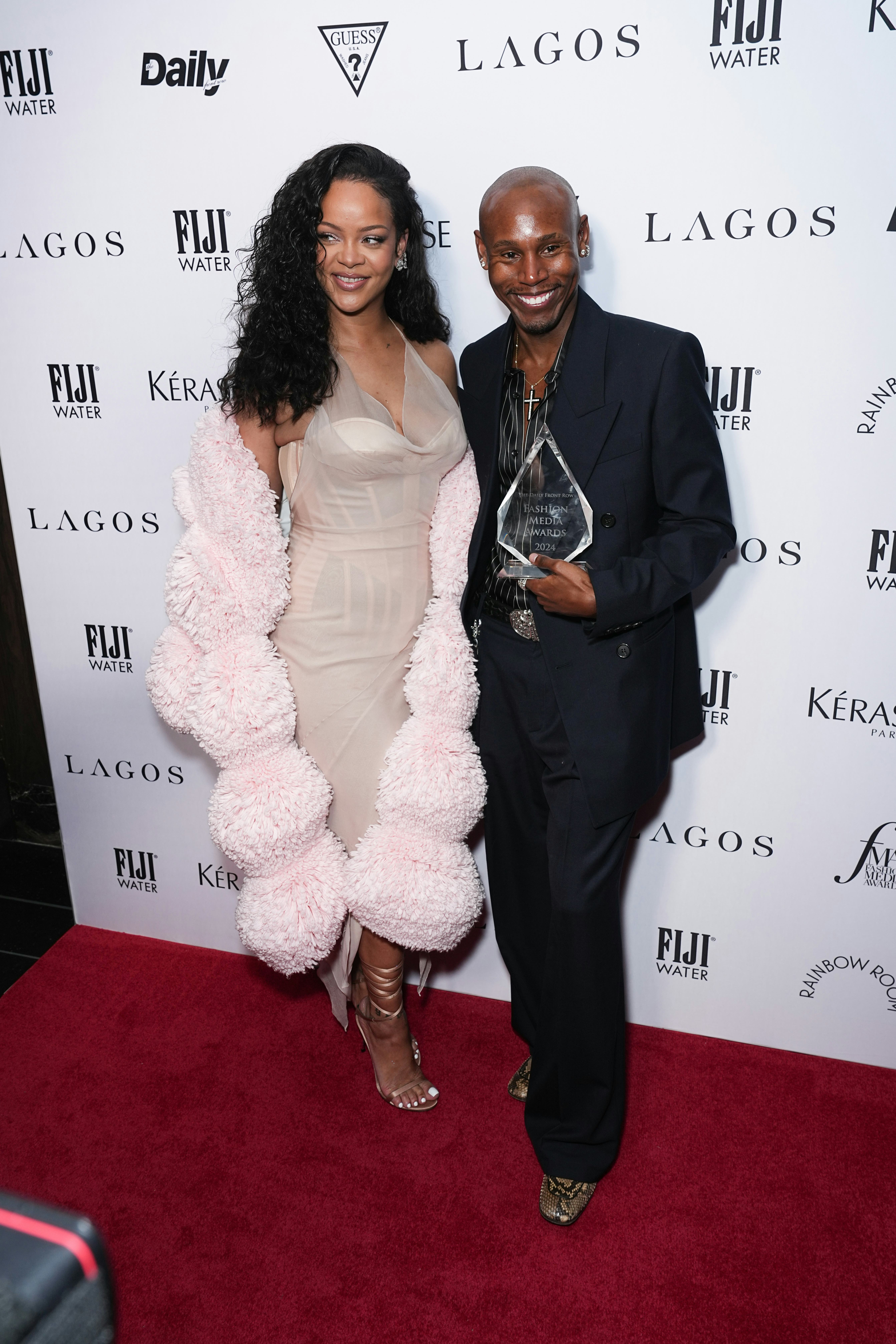 Rihanna wore a bustier and thong at Fashion Week.