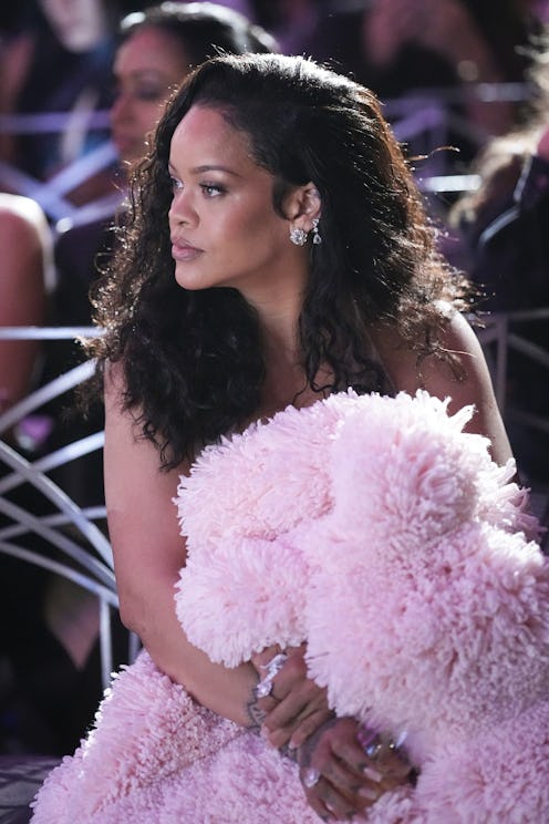 Rihanna wore a bustier and thong at Fashion Week.