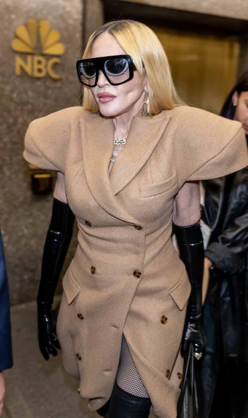 Madonna is seen leaving Luar Fashion show during New York Fashion Week at Rockefeller Plaza on Septe...