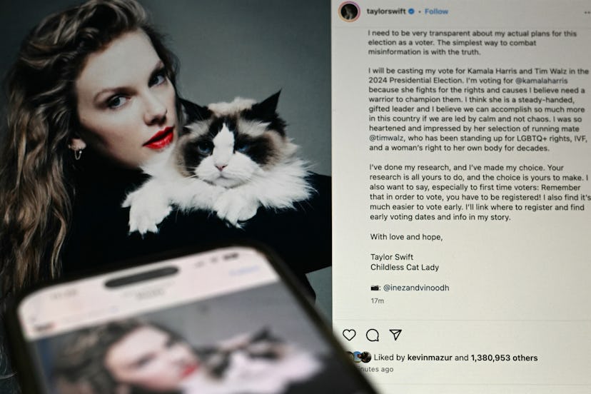 Taylor Swift’s Instagram post endorsing Kamala Harris.
