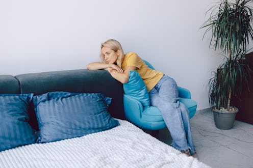 Middle-aged woman experiences negative emotions and depression at home