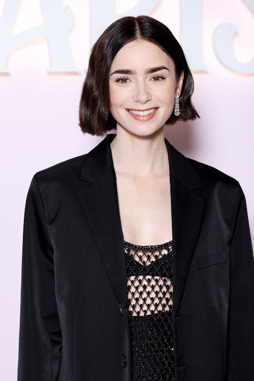 Lily Collins attends the "Emily In Paris" Netflix Photocall at La Samaritaine on September 12, 2024 ...