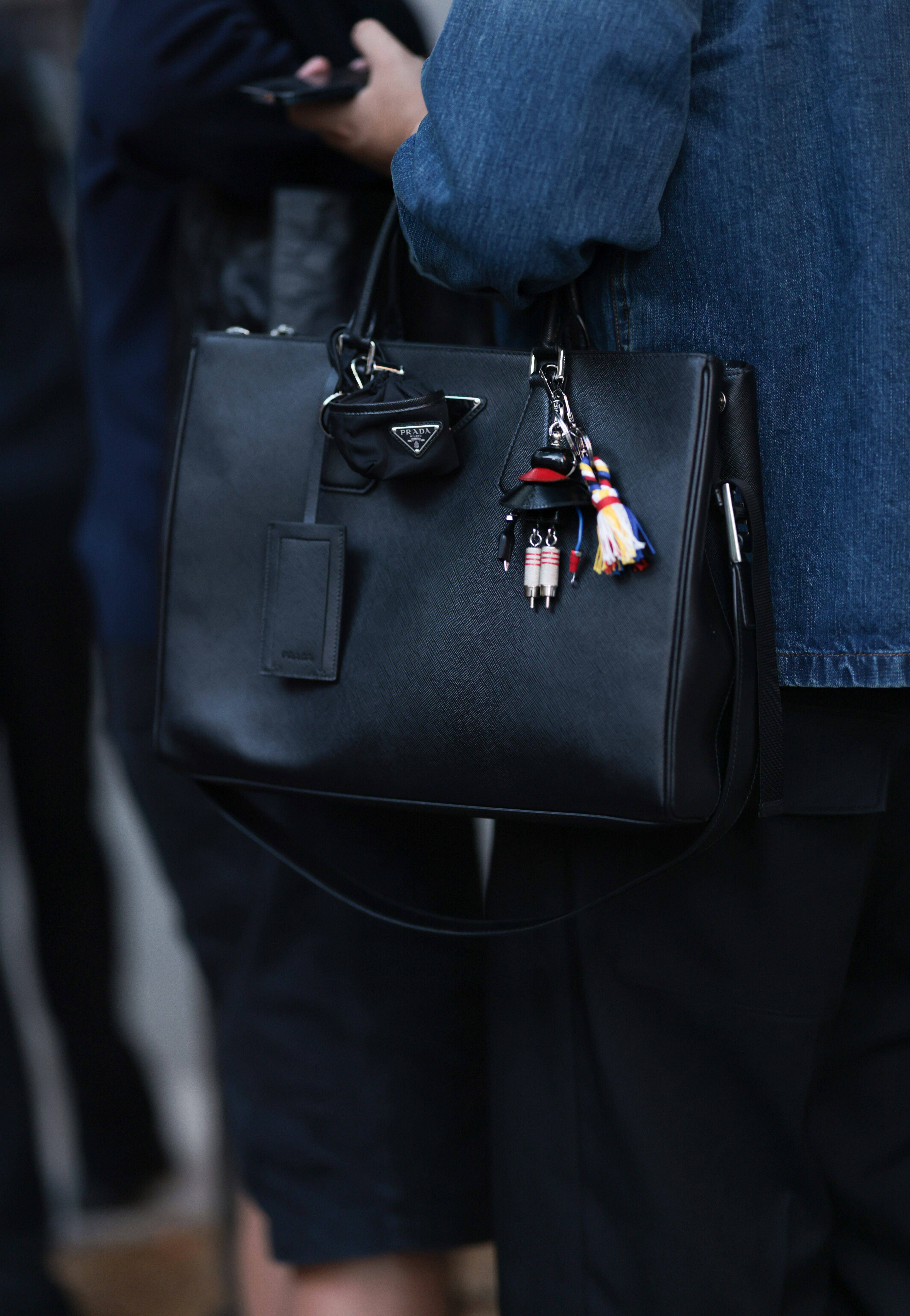 NEW YORK, NEW YORK - SEPTEMBER 05: A Fashion Week guest seen wearing blue denim shirt, black long pa&hellip;