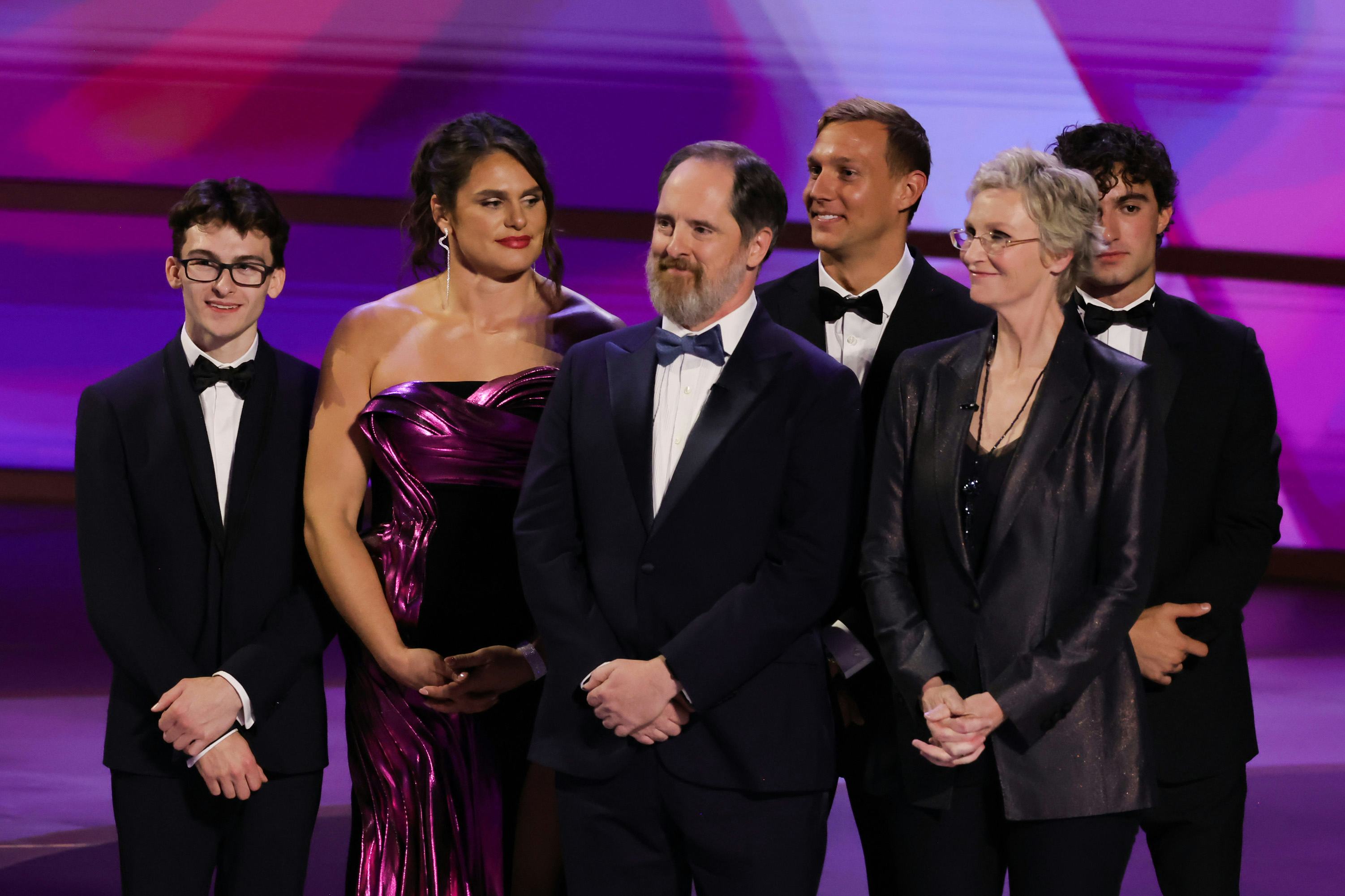 Stephen Nedoroscik, Ilona Maher, Brendan Hunt, Caeleb Dressel at the Emmy Awards in 2024.
