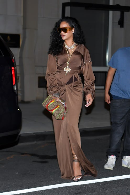 Rihanna is seen attending a NYFW after party at Socialista New York Lounge on September 06, 2024 in ...