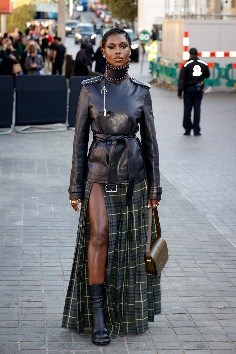 LONDON, ENGLAND - SEPTEMBER 16: Jodie Turner-Smith attends the Burberry show during London Fashion W...