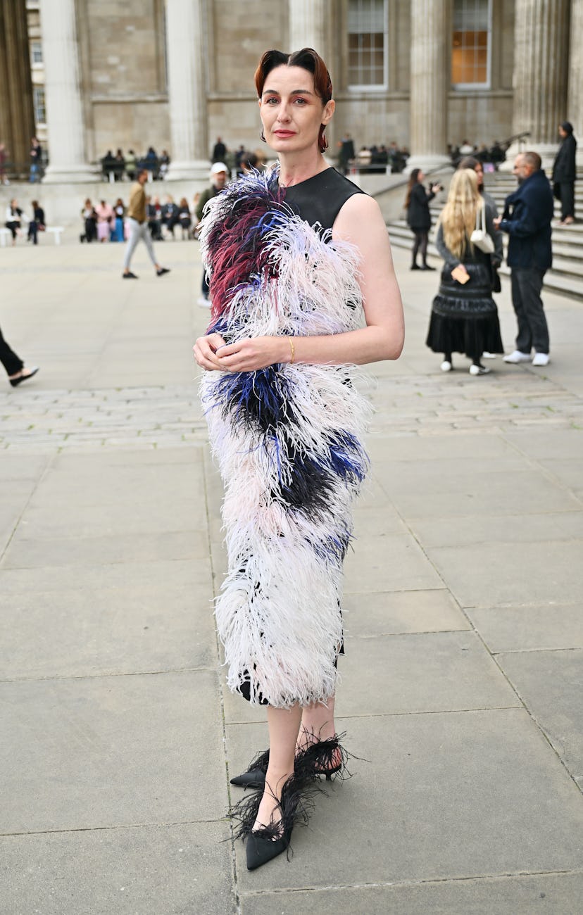 LONDON, ENGLAND - SEPTEMBER 15: Erin O'Connor attends the Erdem show during London Fashion Week Sept...