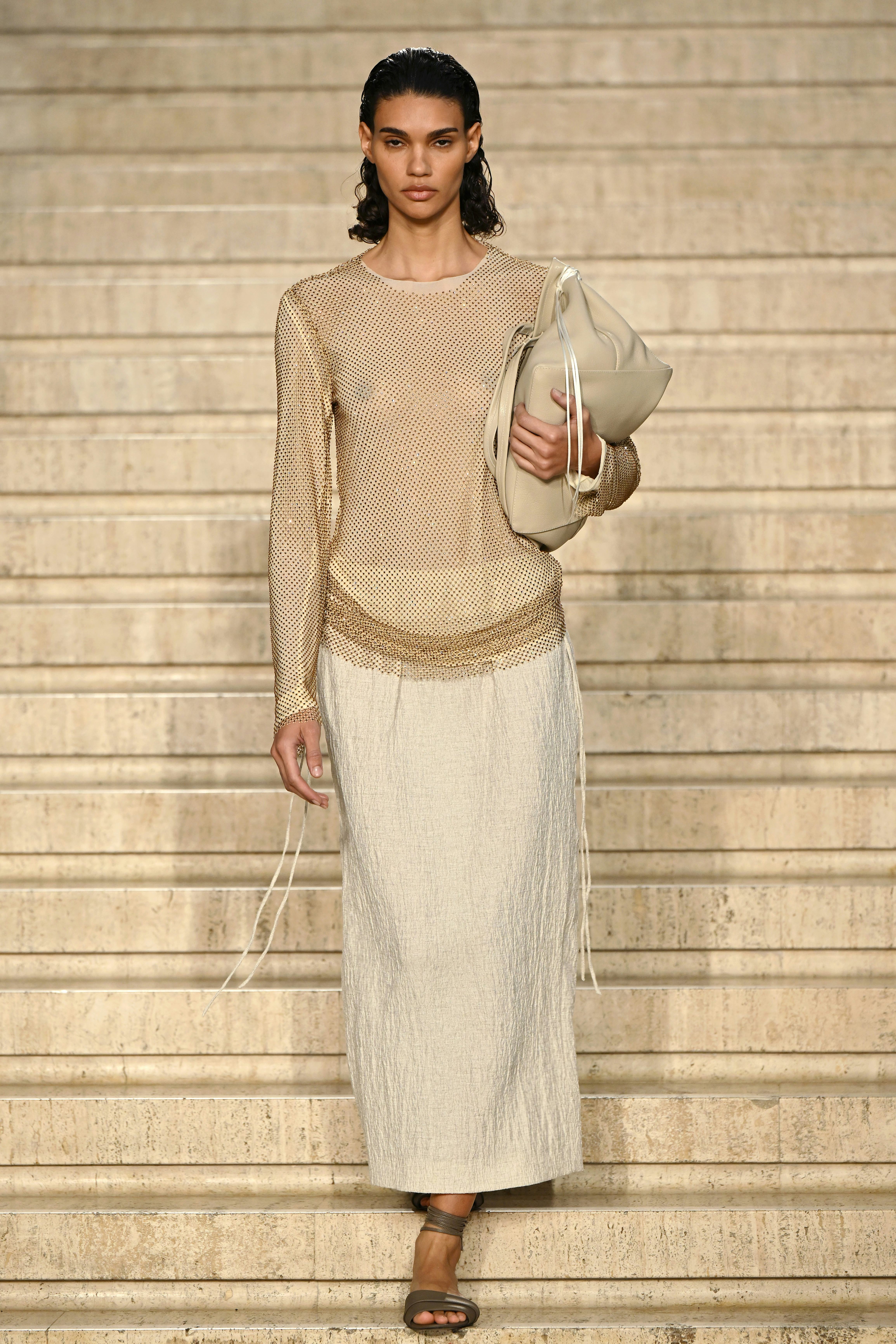 A model walks the runway at the Tove show during London Fashion Week September 2024 at Senate House&hellip;