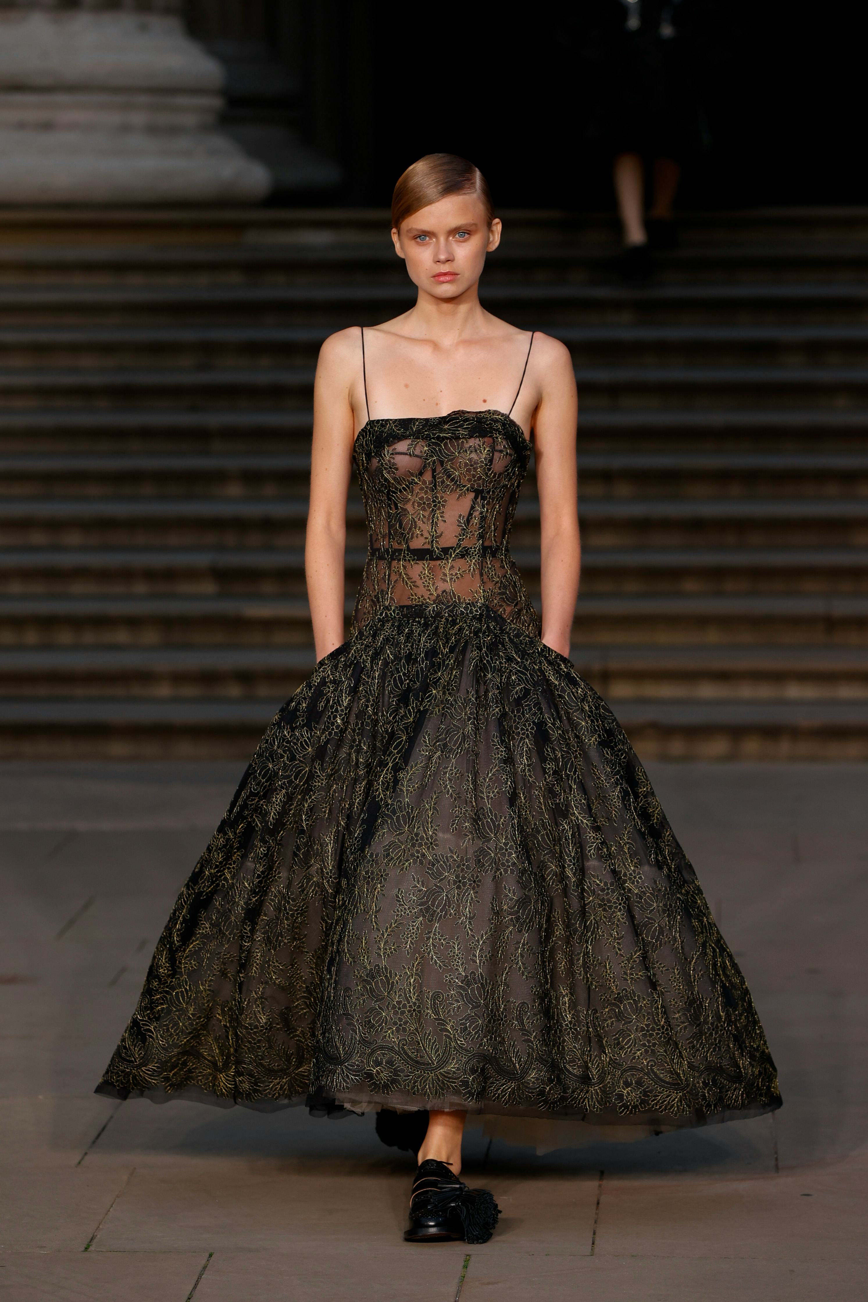 A model walks the runway at the Erdem show during London Fashion Week September 2024 at The British &hellip;