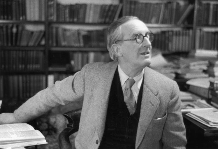 2nd December 1955:  British writer John Ronald Reul Tolkien (1892 - 1973), sitting in his study at M...