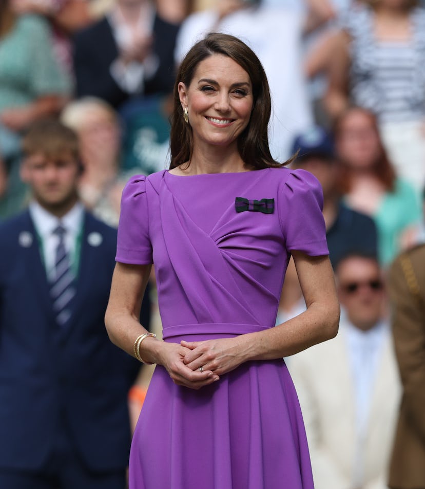 Catherine Princess of Wales during day fourteen of The Championships Wimbledon 2024 at All England L...