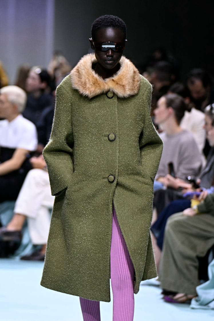 A model walks the runway during the Prada collection show at Milan's Fashion Week Womenswear Spring ...