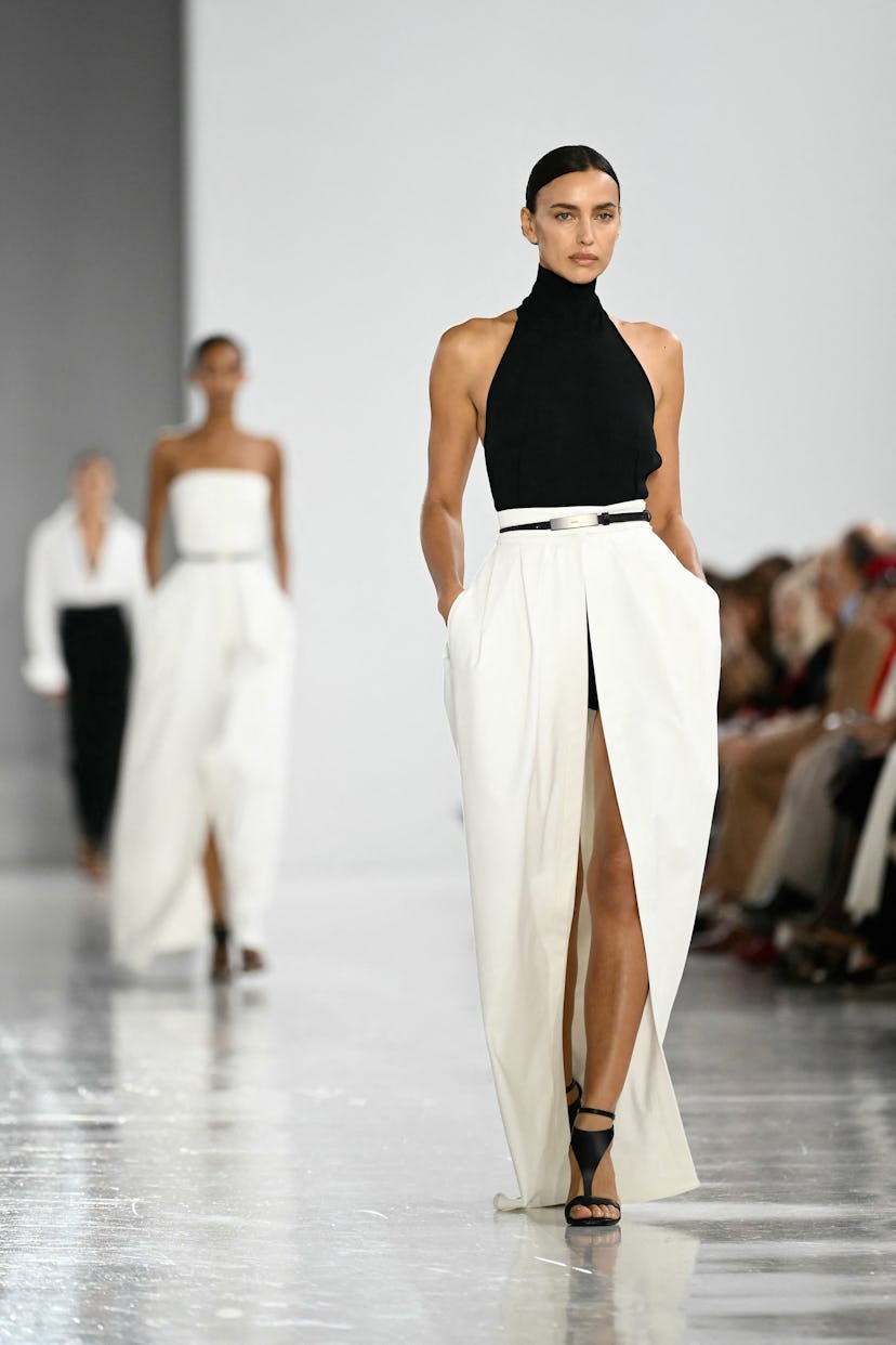 Model Irina Shayk walks the runway during the Max Mara collection show at Milan’s Fashion Week Women…