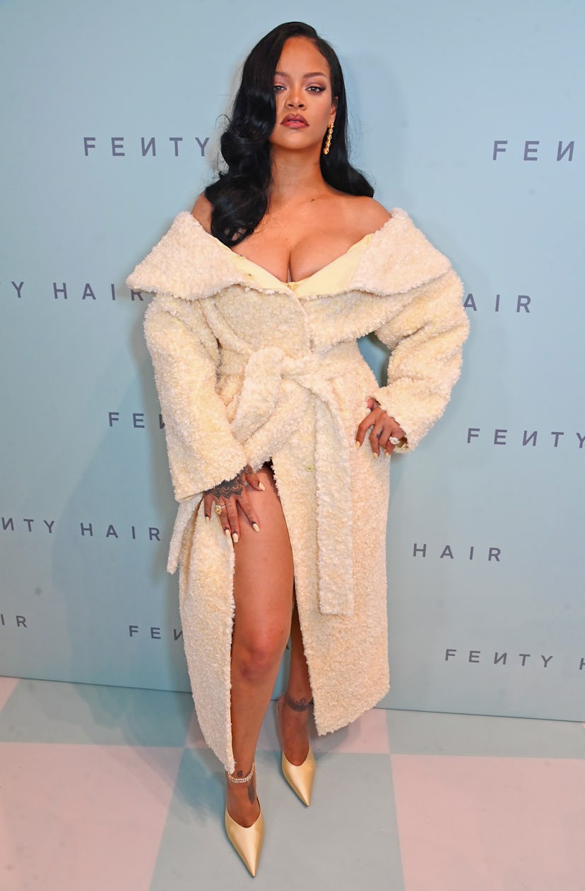 LONDON, ENGLAND - SEPTEMBER 16: Rihanna attends the launch of Fenty Hair exclusively at Selfridges o...