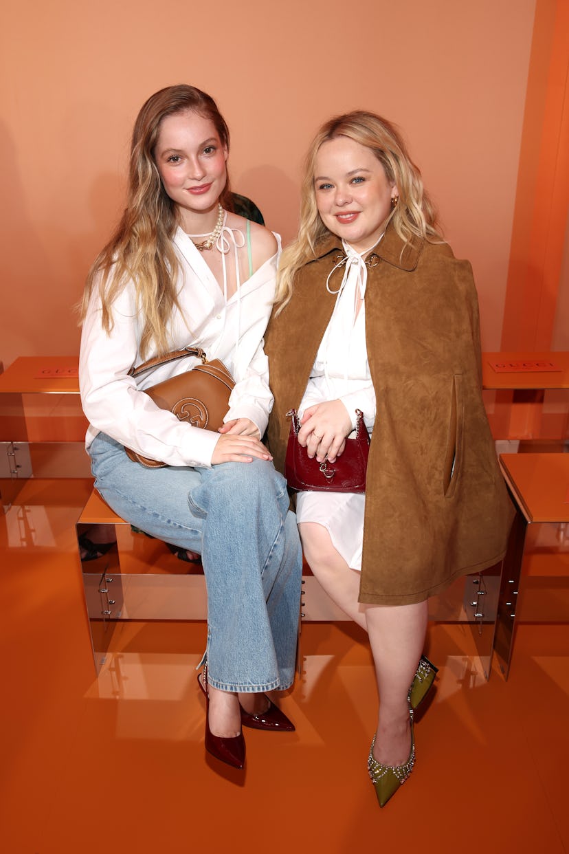 Hannah Dodd and Nicola Coughlan are seen front row at the Gucci  Women's Spring Summer 2025 Fashion ...