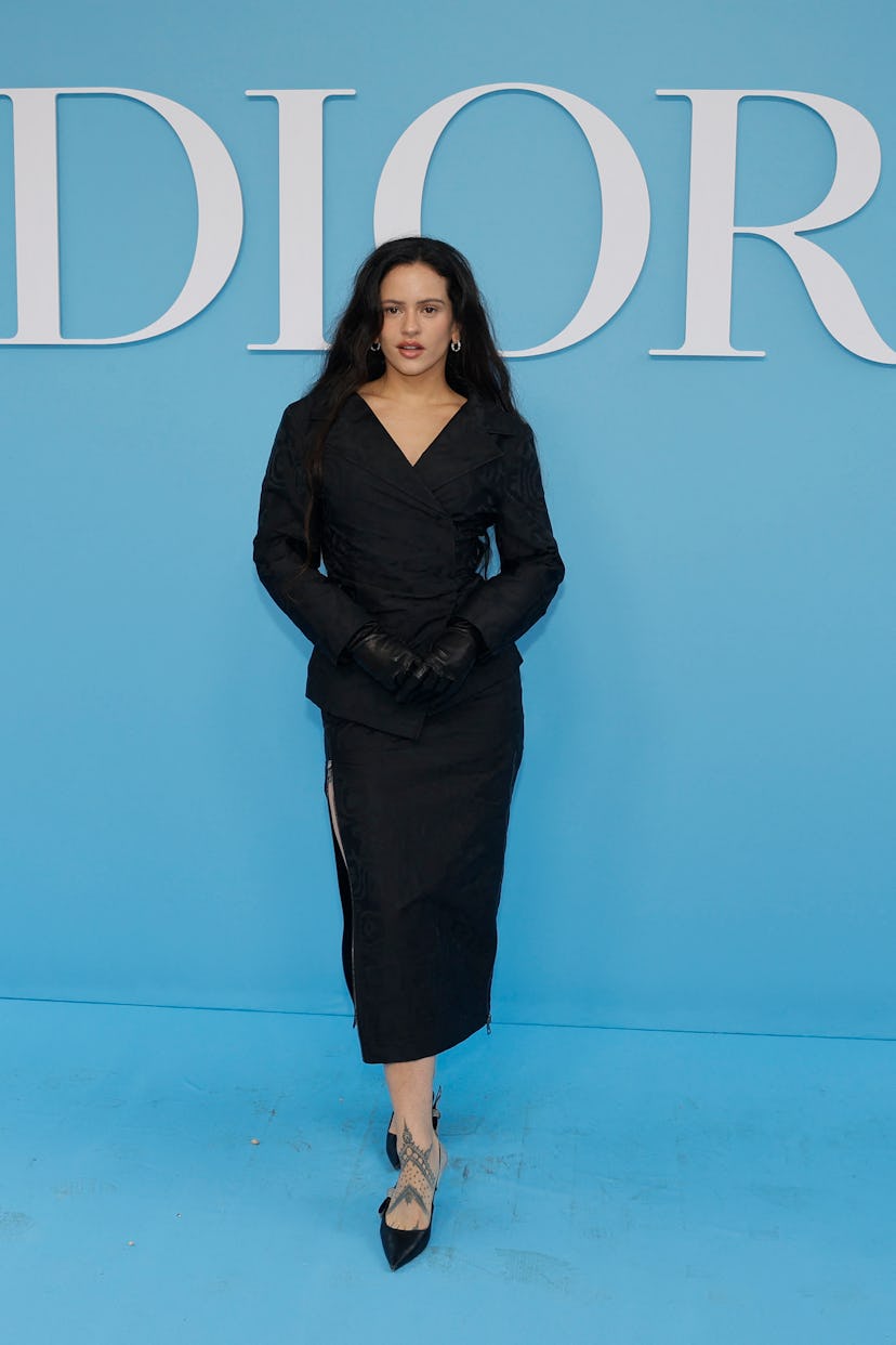 Spanish singer Rosalia poses upon arrival ahead of Christian Dior Women Ready-to-wear Spring-Summer ...