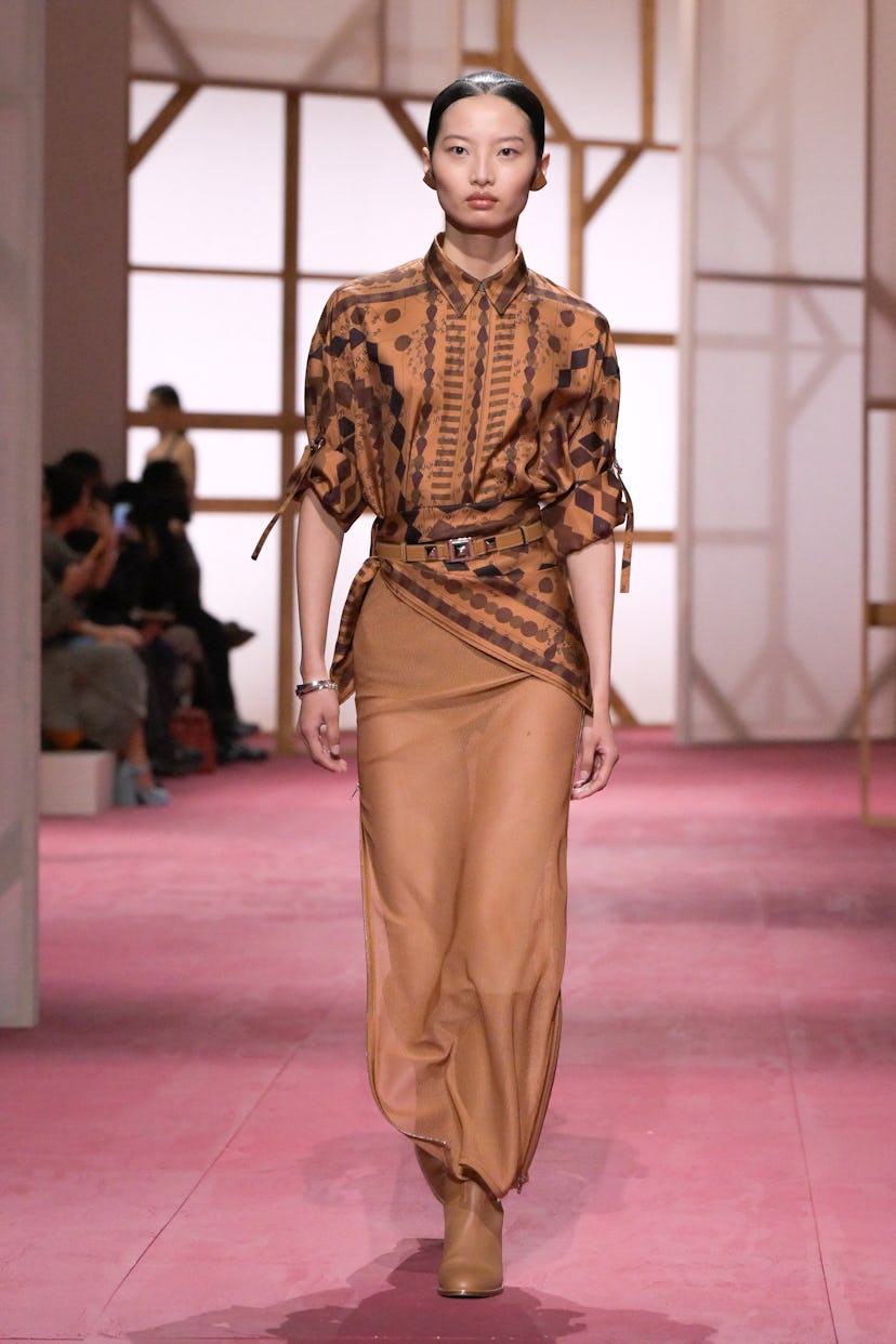 Model on the runway at Hermès RTW Spring 2025