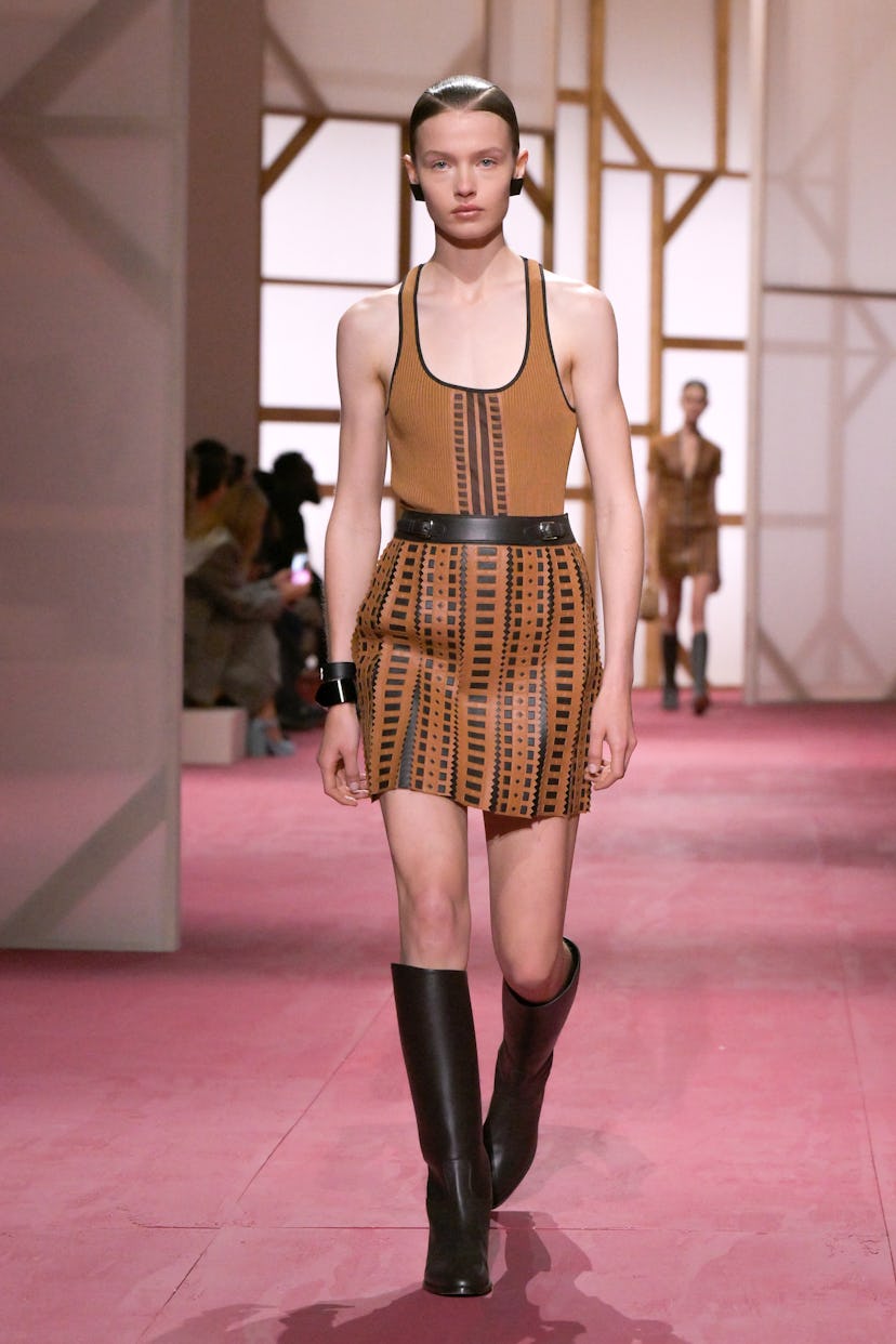 Model on the runway at Hermès RTW Spring 2025