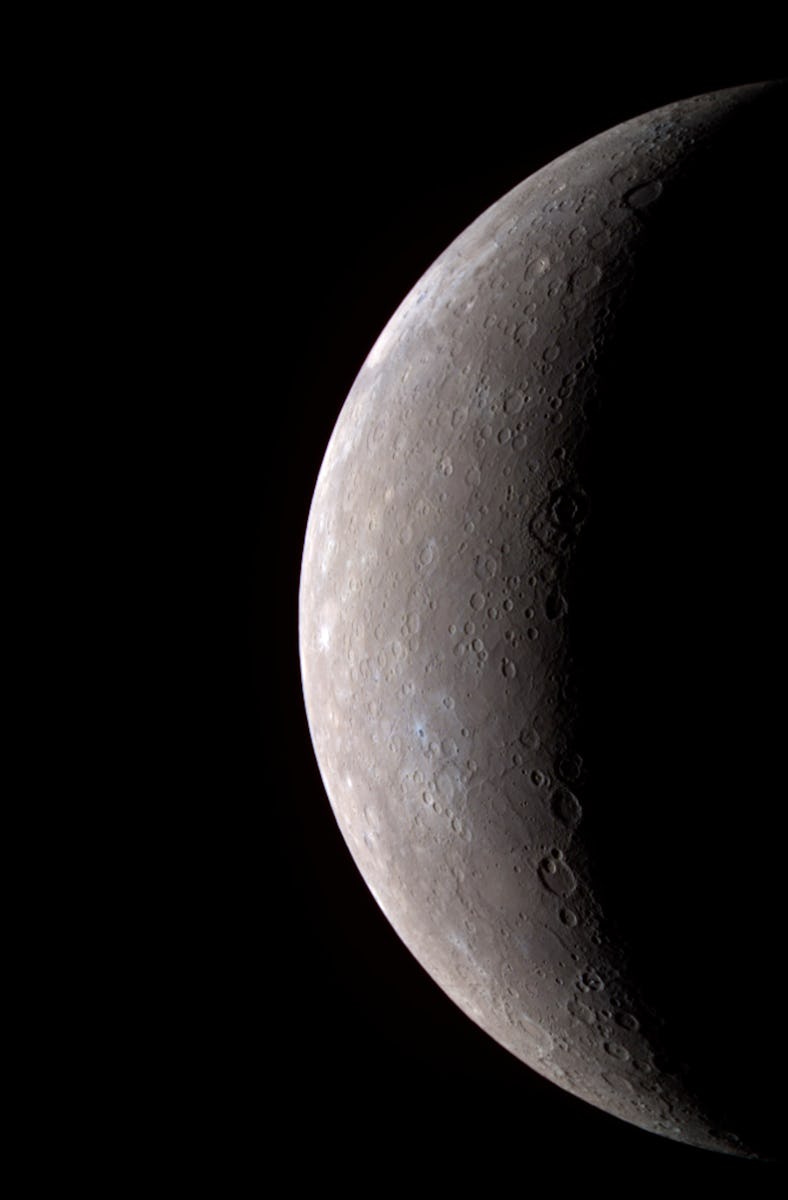 IN SPACE: In this handout from NASA, Mercury is seen from the Messenger spacecraft January 14, 2008...