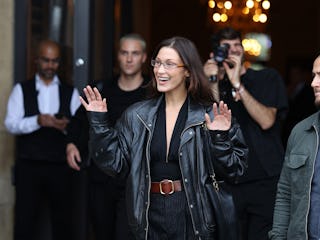 PARIS, FRANCE - SEPTEMBER 24: Bella Hadid is seen leaving her hotel on September 24, 2024 in Paris, ...