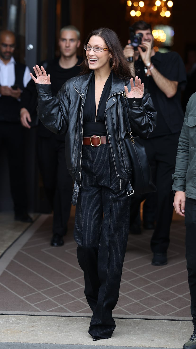 PARIS, FRANCE - SEPTEMBER 24: Bella Hadid is seen leaving her hotel on September 24, 2024 in Paris, ...