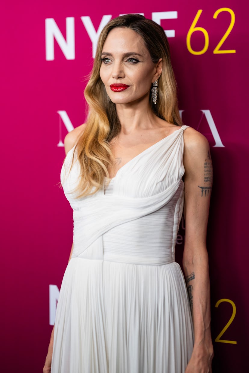 Angelina Jolie attends the "Maria" Premiere during the 62nd New York Film Festival at Alice Tully Ha...